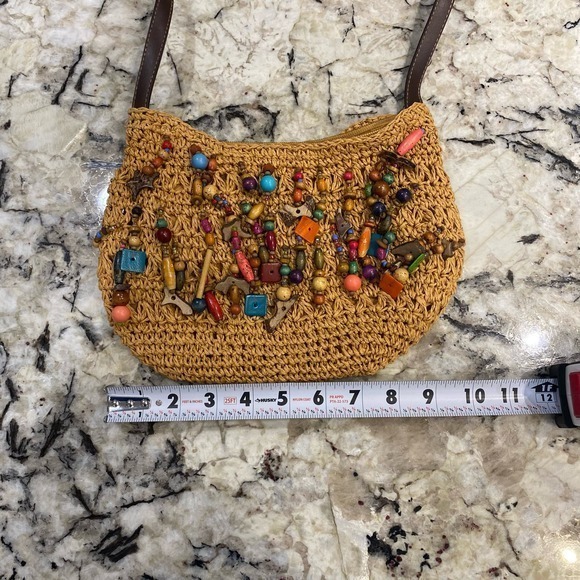 Cappelli Straworld Boho Crossbody Bag Purse Beads Stones Charms - Picture 3 of 7